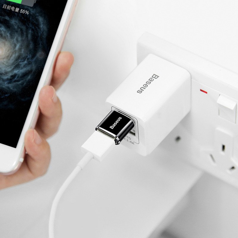 Baseus USB na USB Type-C adapter 2.4A (crni)