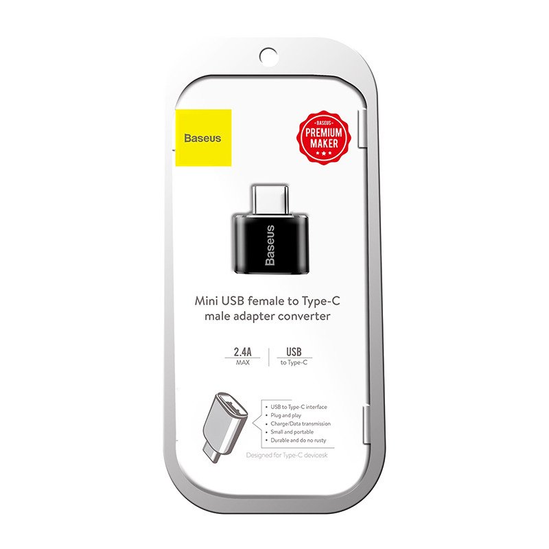 Baseus USB na USB Type-C adapter 2.4A (crni)