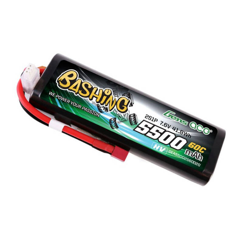 Gens ace 5500mAh 2S 7.6V 60C HardCase RC 20 Lipo s T-utikačem