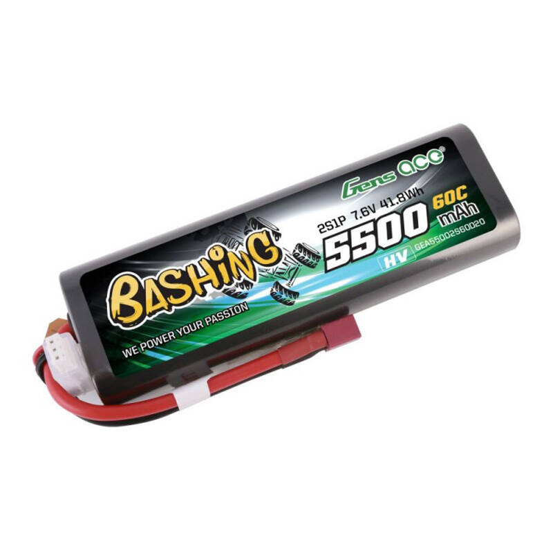 Gens ace 5500mAh 2S 7.6V 60C HardCase RC 20 Lipo s T-utikačem