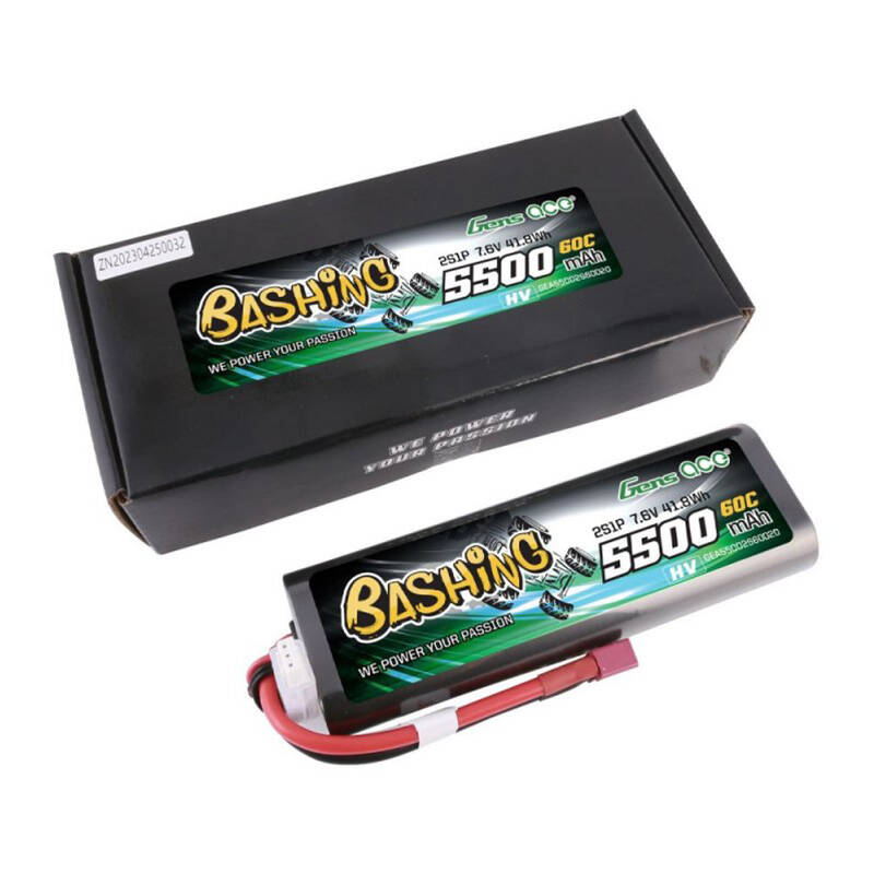 Gens ace 5500mAh 2S 7.6V 60C HardCase RC 20 Lipo s T-utikačem