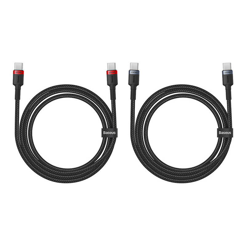 Kabel Baseus Cafule USB-C na USB-C 100W,1m, 2kom (crveno crni, sivo crni)