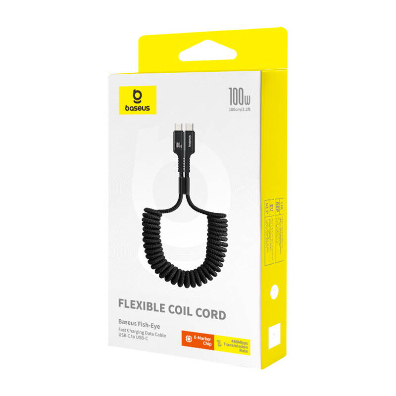 Kabel za brzo punjenje USB-C na USB-C Baseus Fish-Eye 100W, 1m (crni)