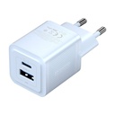 Zidni punjač, ​​Vention, FEQL0-EU, USB-C + USB-A, 30W/30W, GaN (plavi)