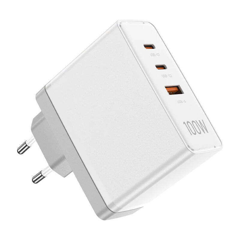 Zidni punjač, ​​Vention, FEGW0-EU, 2xUSB-C, USB-A, 100W/100W/30W, GaN (bijeli)