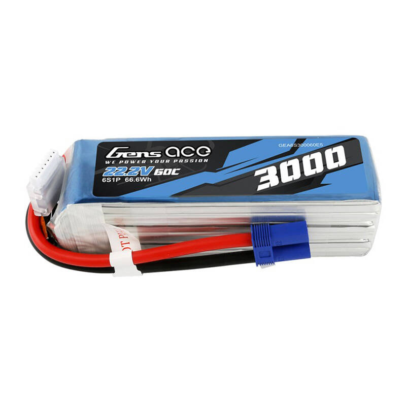 Gens ace 3000 mAh 22,2 V 60C 6S1P Lipo baterija s EC5 utikačem