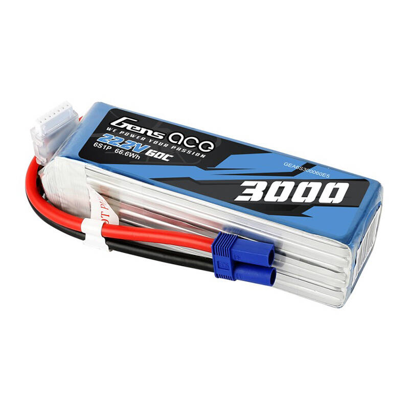 Gens ace 3000 mAh 22,2 V 60C 6S1P Lipo baterija s EC5 utikačem