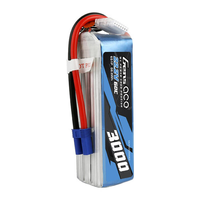 Gens ace 3000 mAh 22,2 V 60C 6S1P Lipo baterija s EC5 utikačem