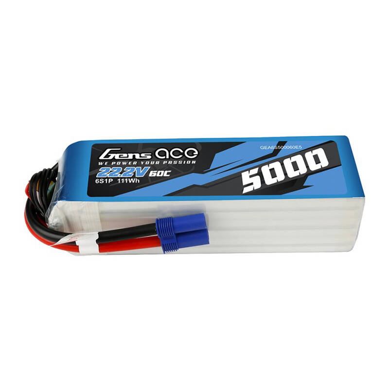 Gens ace 5000 mAh 22,2 V 60C 6S1P Lipo baterija s EC5 utičnicom