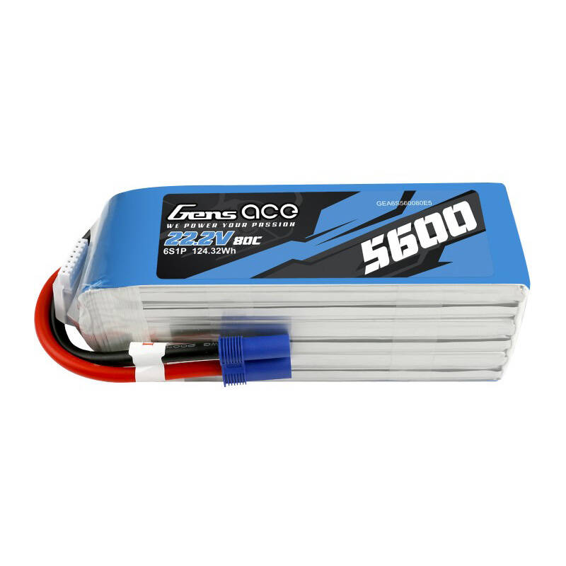 Gens ace 5600 mAh 80C 22,2 V 6S1P Lipo baterija s EC5 utikačem