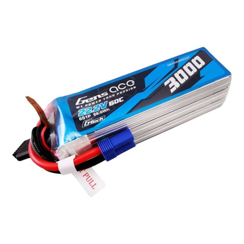 Gens ace G-Tech 3000 mAh 22,2 V 60C 6S1P Lipo baterija s EC5 utikačem