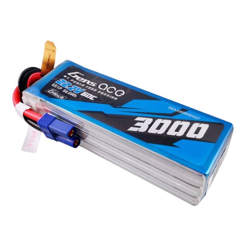 Gens ace G-Tech 3000 mAh 22,2 V 60C 6S1P Lipo baterija s EC5 utikačem