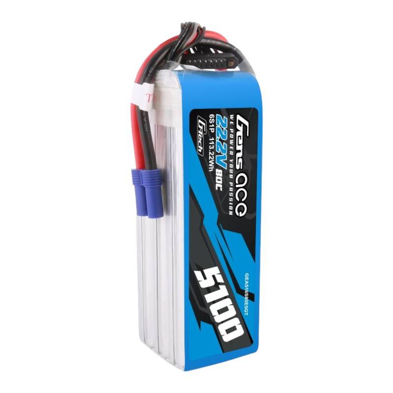 Gens ace G-Tech 5100 mAh 80C 22,2 V 6S1P Lipo baterija s EC5 utikačem