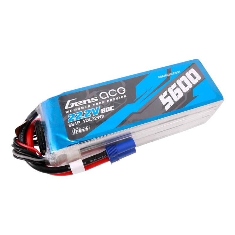 Gens ace G-Tech 5600 mAh 80C 22,2 V 6S1P Lipo baterija s EC5 utikačem