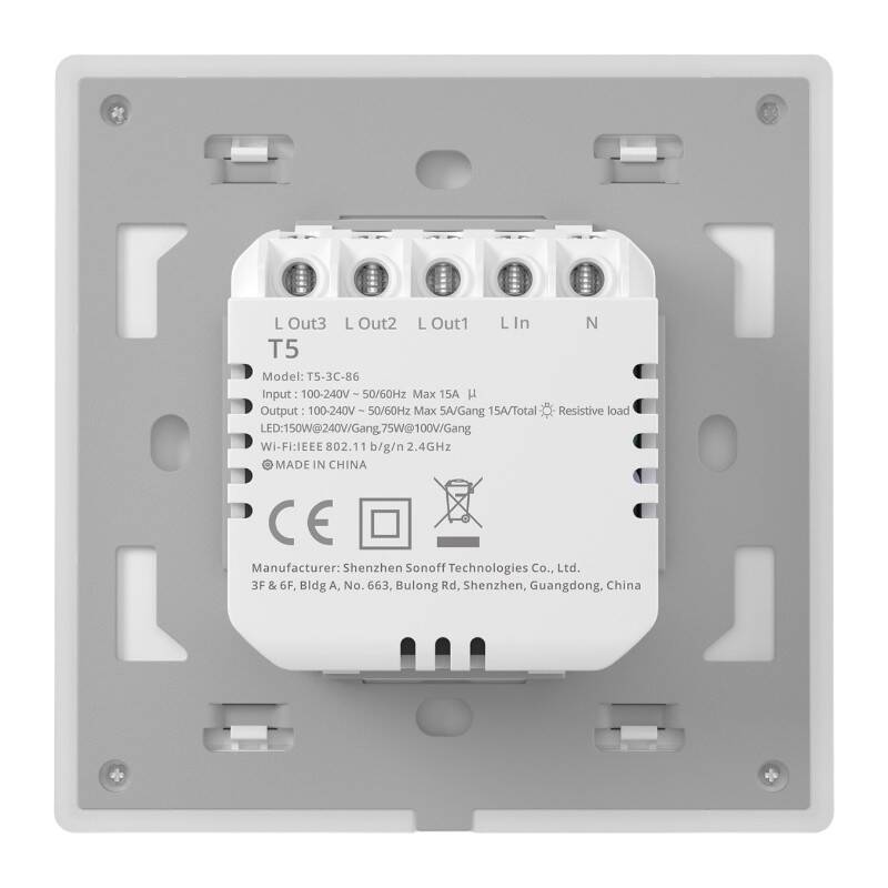 Pametni Wi-Fi dodirni zidni prekidač Sonoff TX T5 3C (3-kanalni)