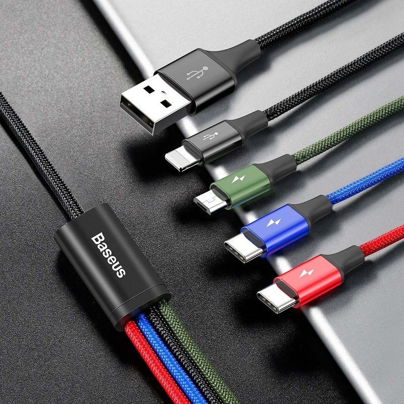 Baseus brzi USB kabel 4u1 2xUSB-C / Lightning / Micro 3,5A 1,2m - crni