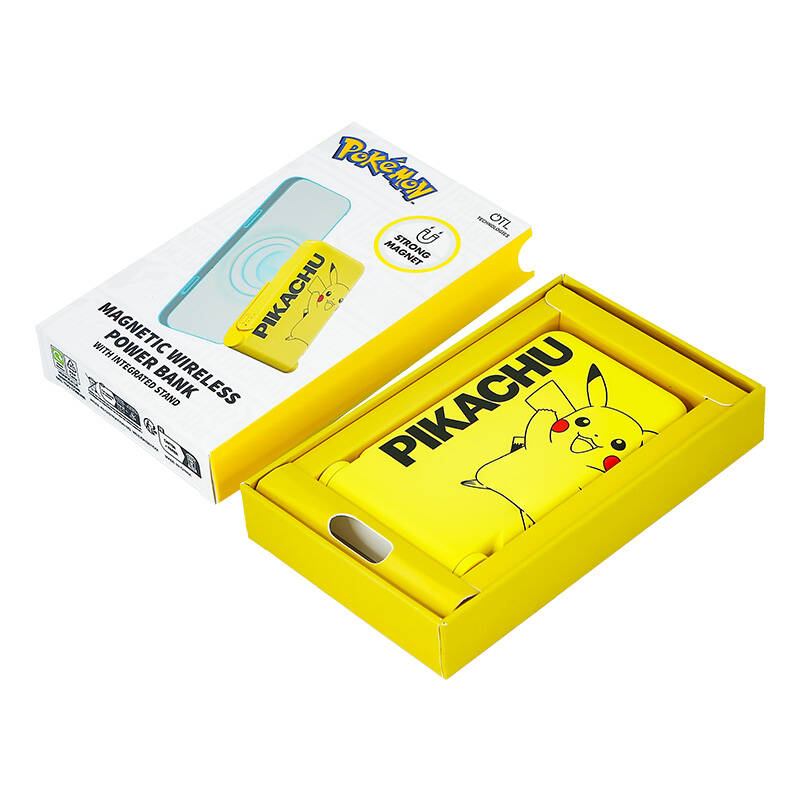 Magnetni powerbank OTL 5000 mAh, USB-C 15W, Pokemon Pikatchu sa postoljem (žuto)