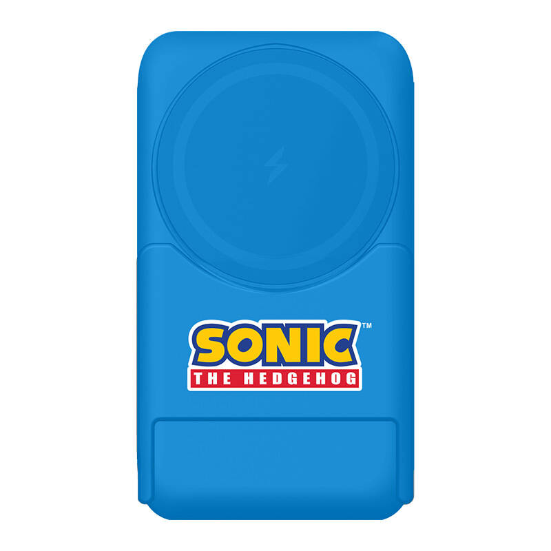 Magnetni powerbank OTL 5000 mAh, USB-C 15W, Sonic The Hedgehoh sa postoljem (plavi)