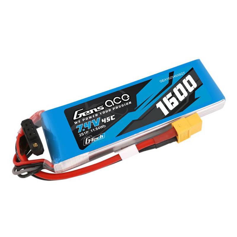 GensAce G-Tech LiPo 1600mAh 7.4V 45C 2S1P baterija s XT60 utikačem