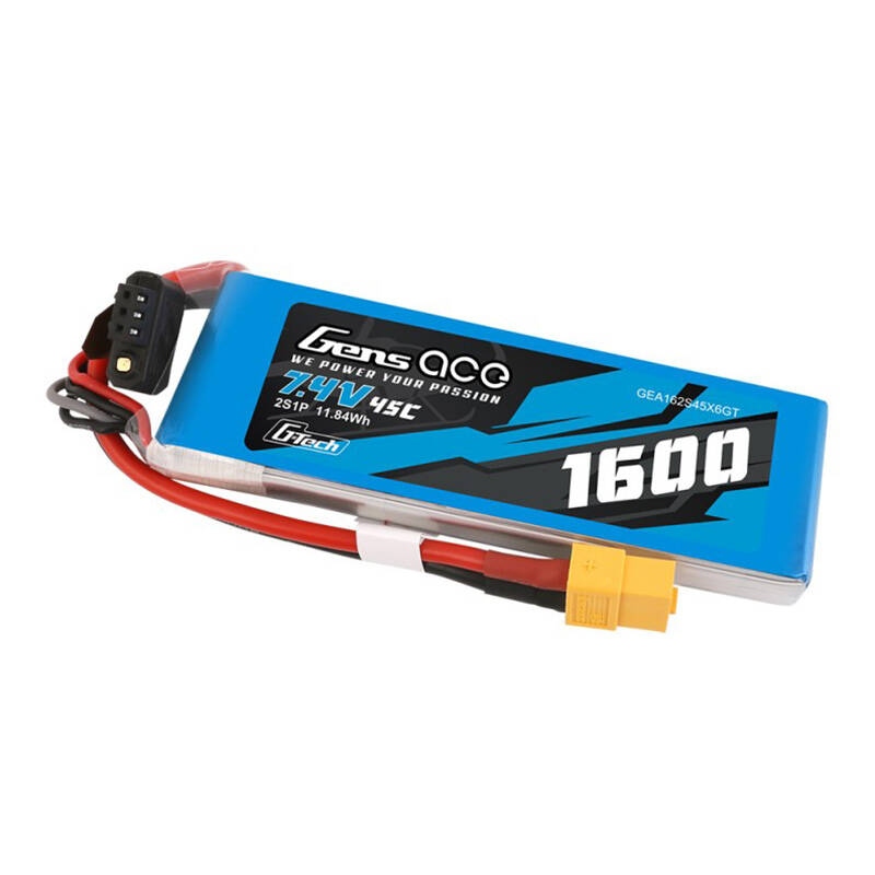 GensAce G-Tech LiPo 1600mAh 7.4V 45C 2S1P baterija s XT60 utikačem