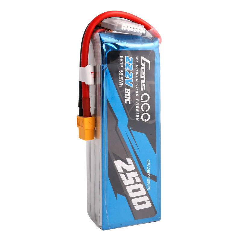 Gens ace 2500 mAh 22,2 V 80C 6S1P Lipo baterija s XT60 utikačem