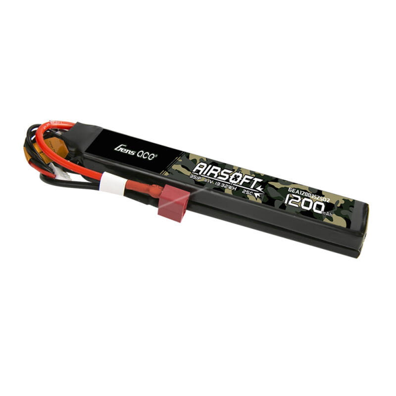 Gens Ace 25C 1200 mAh 3S1P 11,1 V Saddle Airsoft Gun Lipo baterija s T utikačem