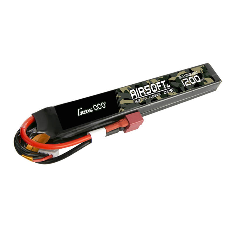 Gens Ace 25C 1200 mAh 3S1P 11,1 V Saddle Airsoft Gun Lipo baterija s T utikačem