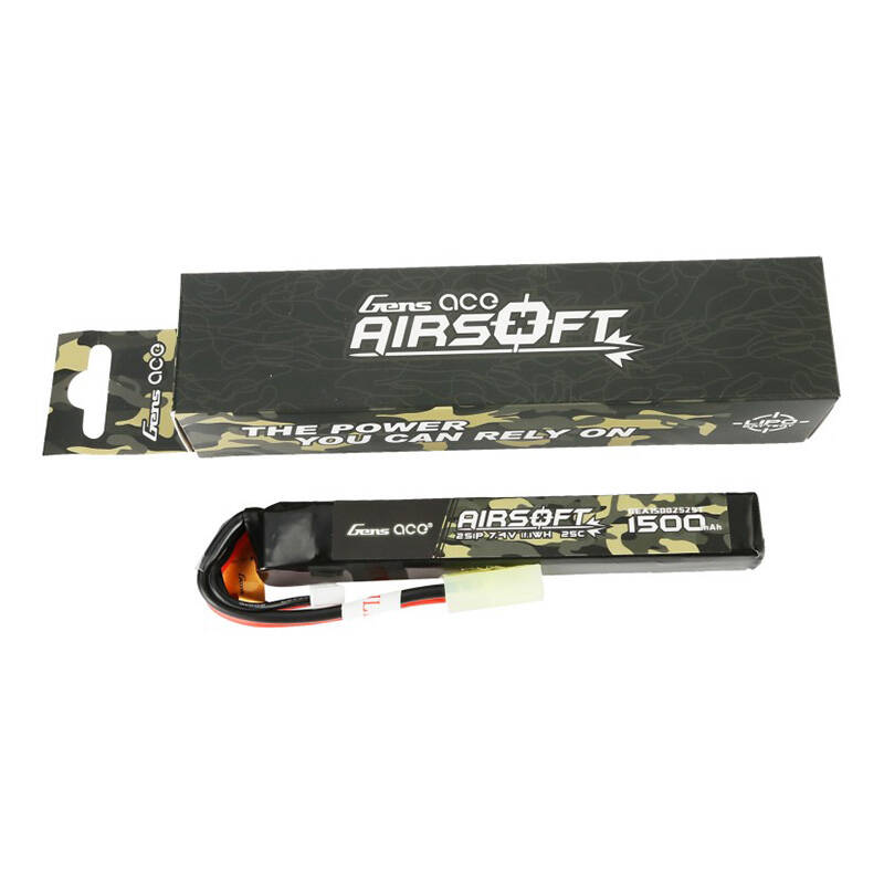 Gens ace 25C 1500 mAh 2S1P 7,4 V Airsoft Gun Lipo baterija s mini Tamiya utikačem