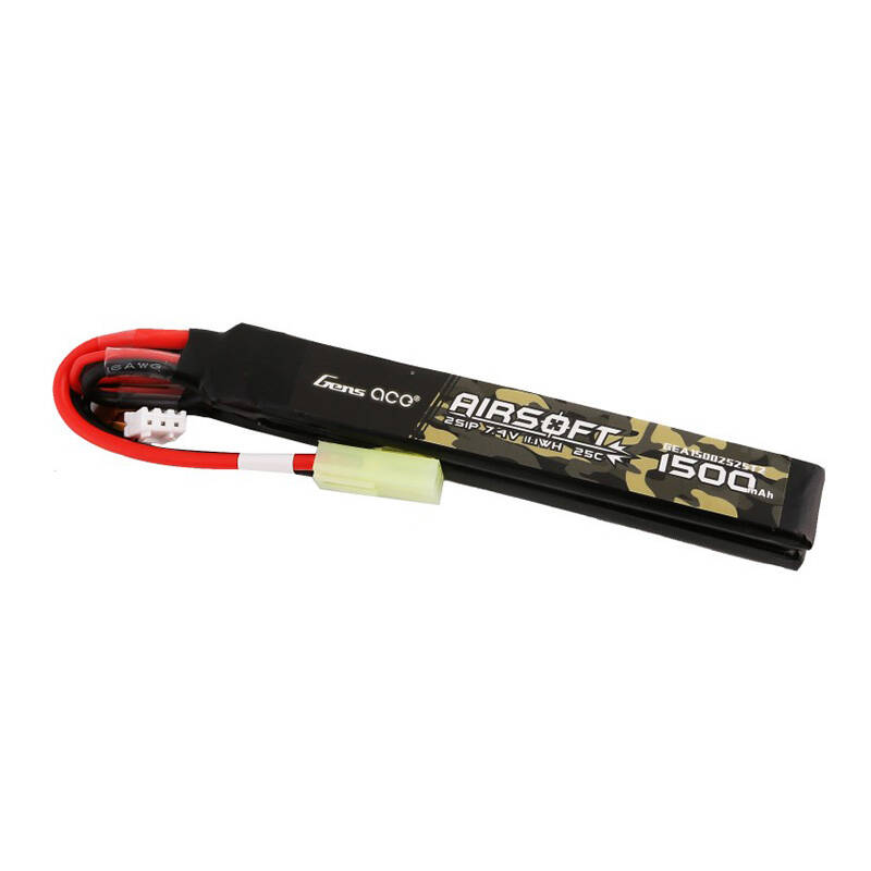 Gens ace 25C 1500mAh 2S1P 7.4V Nunchuck 2X Airsoft Gun Lipo baterija s mini Tamiya utikačem