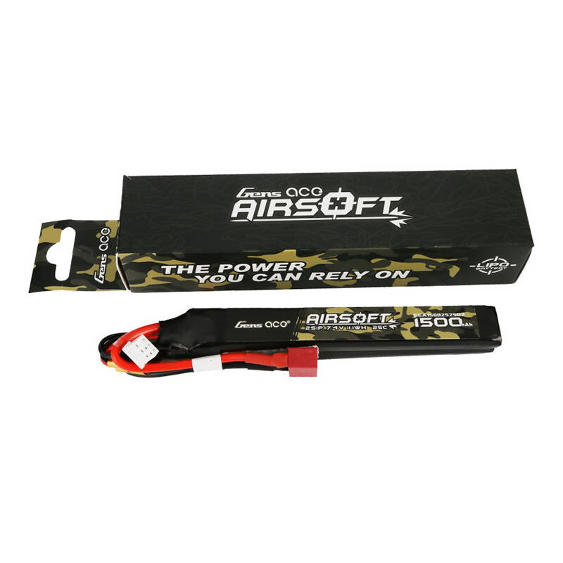 Gens ace 25C 1500mAh 2S1P 7.4V Nunchuck 2X Airsoft Gun Lipo baterija s T utikačem