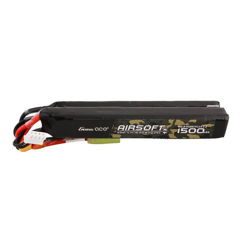 Gens ace 25C 1500mAh 3S1P 11.1V Nunchuck 2X Airsoft Gun Lipo baterija s mini Tamiya utikačem