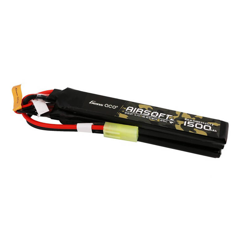 Gens ace 25C 1500mAh 3S1P 11.1V Nunchuck 3X Airsoft Gun Lipo baterija s mini Tamiya utikačem