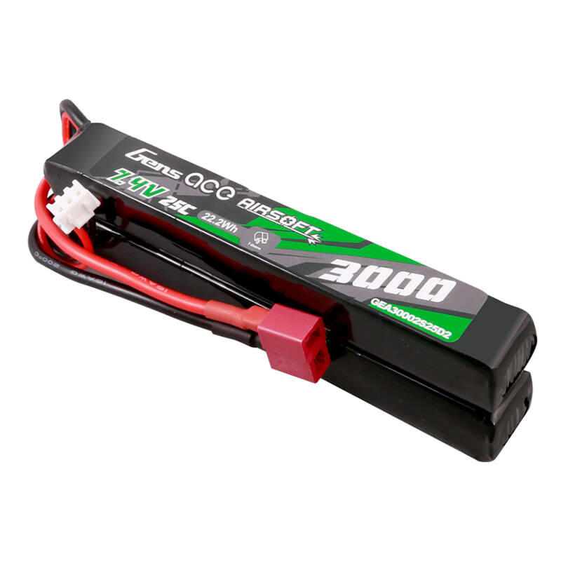 Gens ace 25C 3000 mAh 2S2P 7,4 V Saddle Airsoft Gun Lipo baterija s Mini Deans(T) utikačem