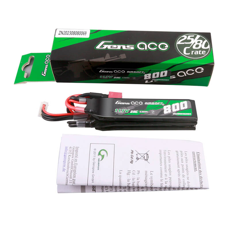 Gens ace 25C 800mAh 3S1P 11.1V NUNCHUCK 3X Airsoft Gun Lipo baterija s Deans(T) utikačem