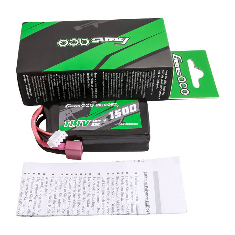 Gens ace 35C 1500 mAh 3S1P 11,1 V Airsoft Gun Lipo baterija s T utikačem