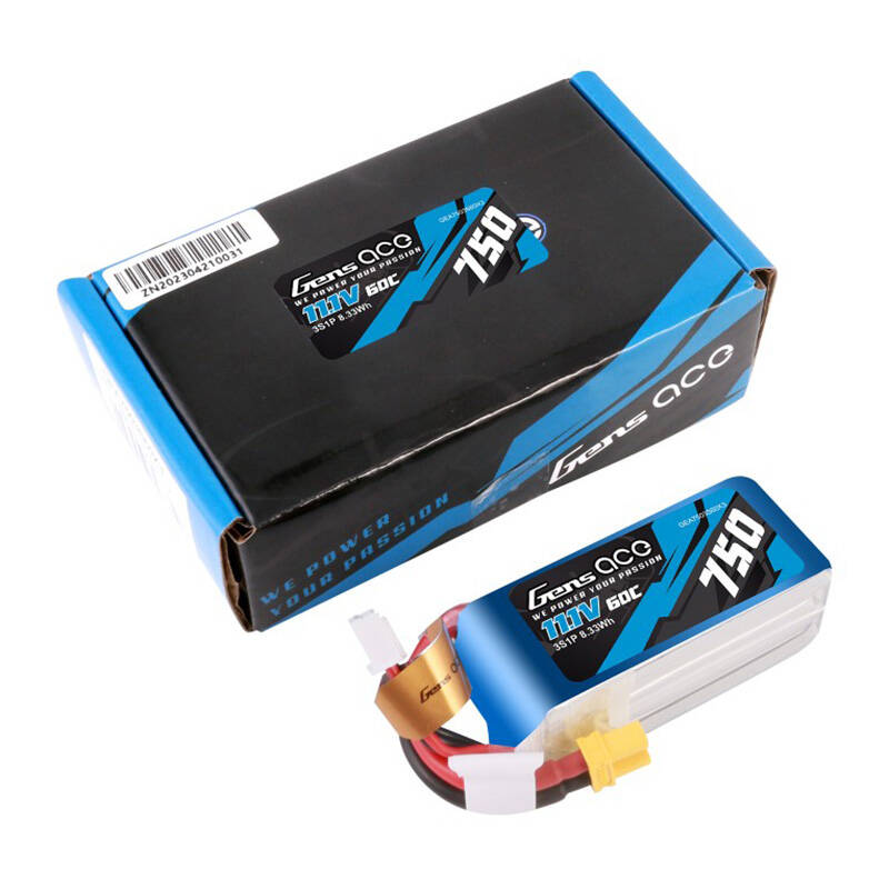 Gens Ace 750mAH 11.1V 60C 3S1P Lipo baterija s XT30 konektorom