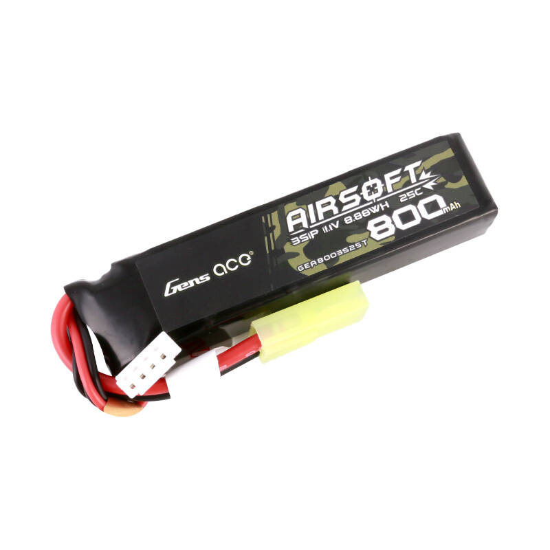 Gens Ace Lipo 800MAH 11.1V 25C 3S1P Airsoft Gun Lipo baterija s mini Tamiya utikačem