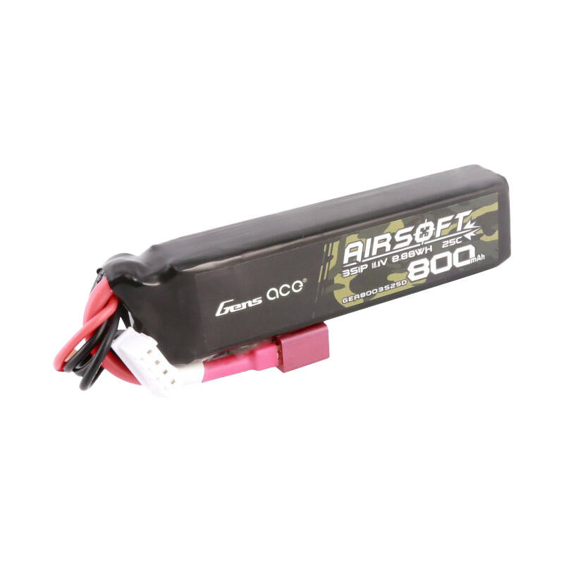 Gens Ace Lipo 800MAH 11.1V 25C 3S1P Airsoft Gun Lipo baterija s T (Dekan) utikačem