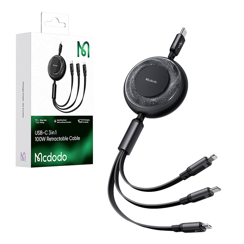 3u1 USB na USB-C / Lightning / Micro USB kabel, Mcdodo CA-5220, 1,2 m (crni)