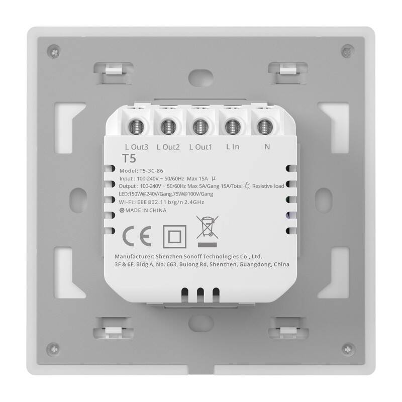 Pametni Wi-Fi dodirni zidni prekidač Sonoff TX T5 4C (4-kanalni)