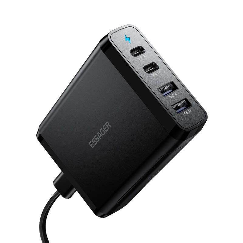 Stolni punjač 2xUSB-C 2xUSB-A 100W Essager GaN (crni)