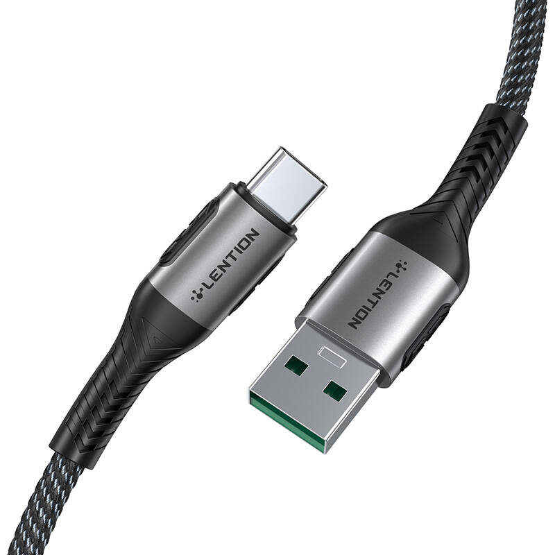 USB-A 3.1 na USB-C Kabel za brzo punjenje Lention CB-ACE-6A1M, 6A, 10Gbps, 0,5m (crni)