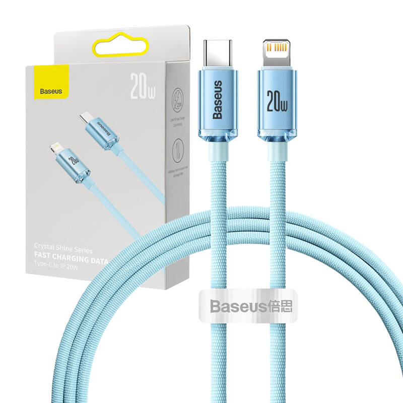 Baseus Crystal Shine USB-C na IP kabel, 20 W, 1,2 m (plavi)