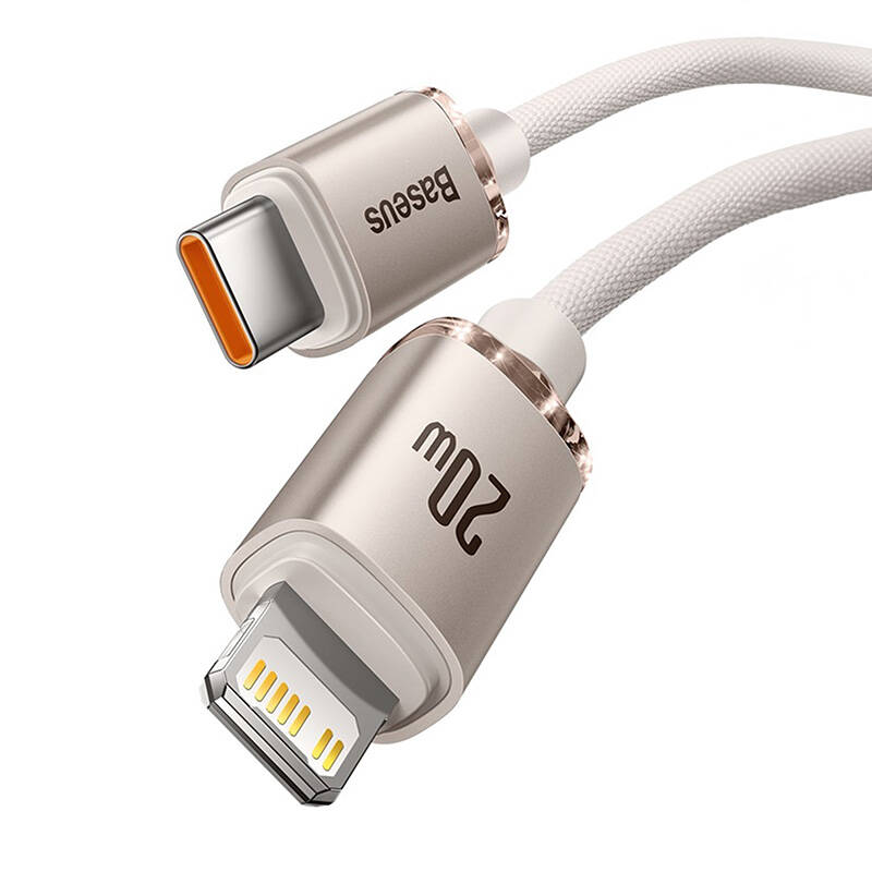 Baseus Crystal Shine USB-C na IP kabel, 20 W, 1,2 m (ružičasti)