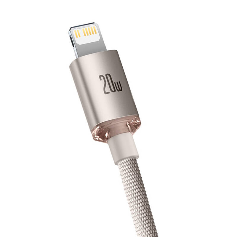 Baseus Crystal Shine USB-C na IP kabel, 20 W, 1,2 m (ružičasti)