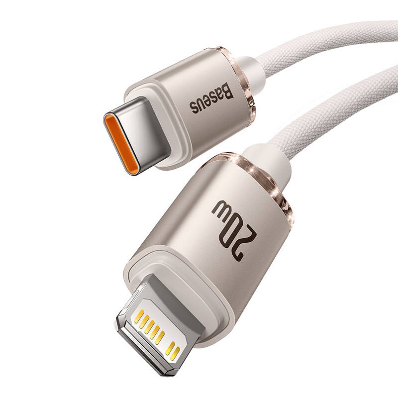 Baseus Crystal Shine USB-C na IP kabel, 20W, 2m (roza)