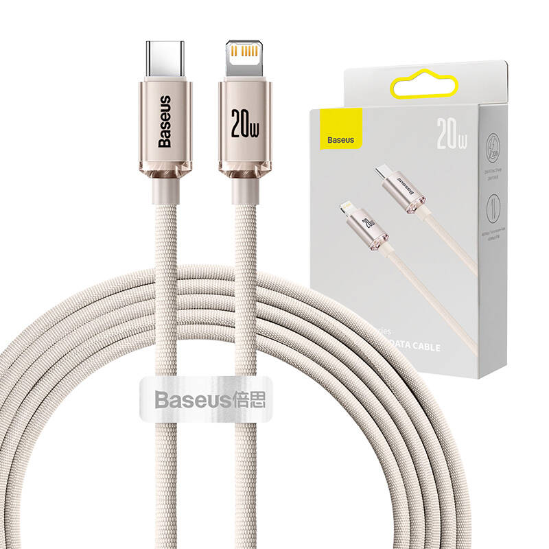 Baseus Crystal Shine USB-C na IP kabel, 20W, 2m (roza)