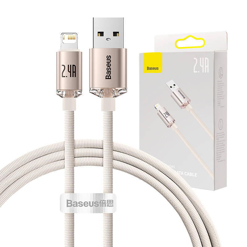 Baseus Crystal Shine USB kabel za iP, 2.4A, 1.2m (ružičasti)