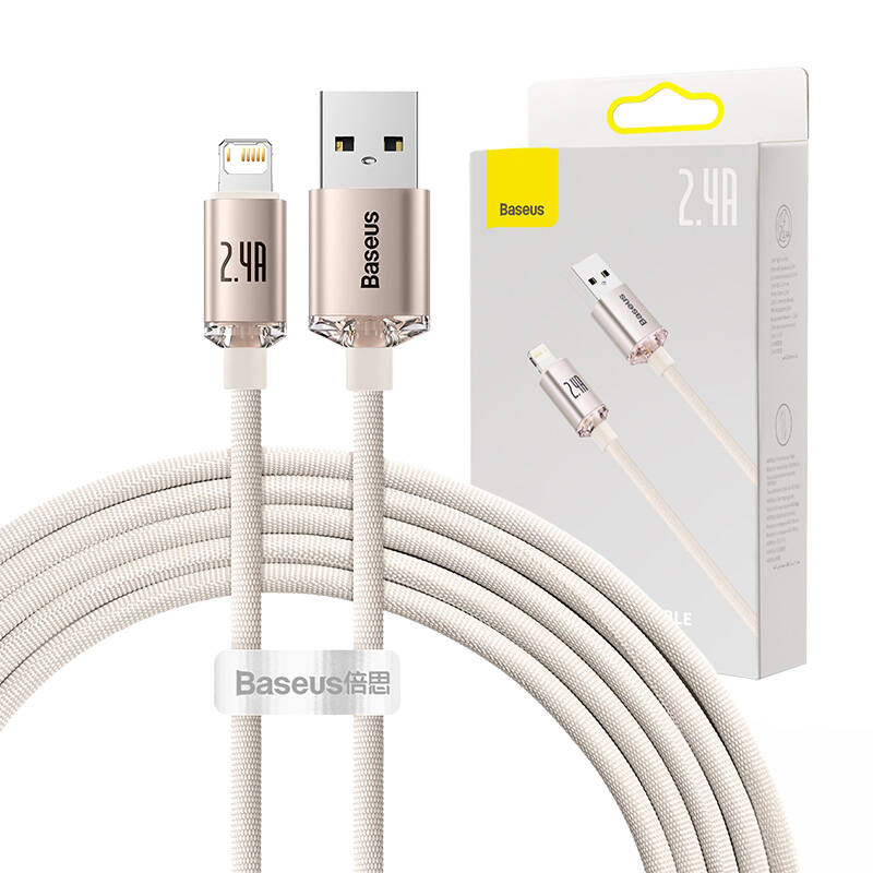 Baseus Crystal Shine USB kabel za iP, 2.4A, 2m (ružičasti)