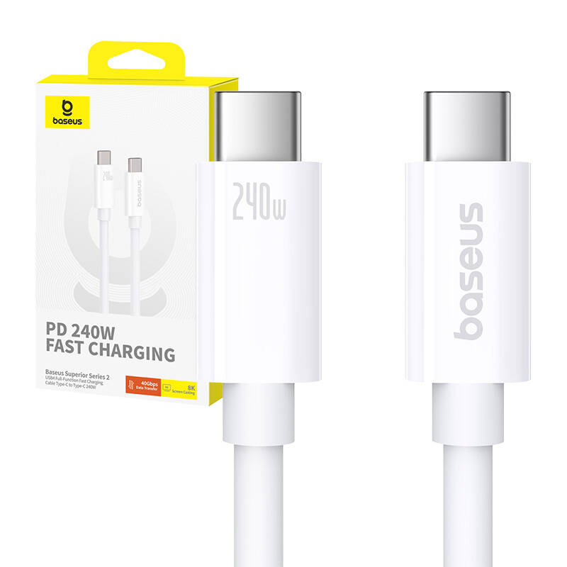 Baseus Superior USB4 USB-C na USB-C kabel, 240W, 1m (bijeli)